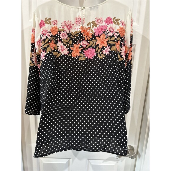 Talbots Floral & Polka Dot Chiffon Career Wear Blouse Tunic Top Plus Size 2X - Picture 8 of 11